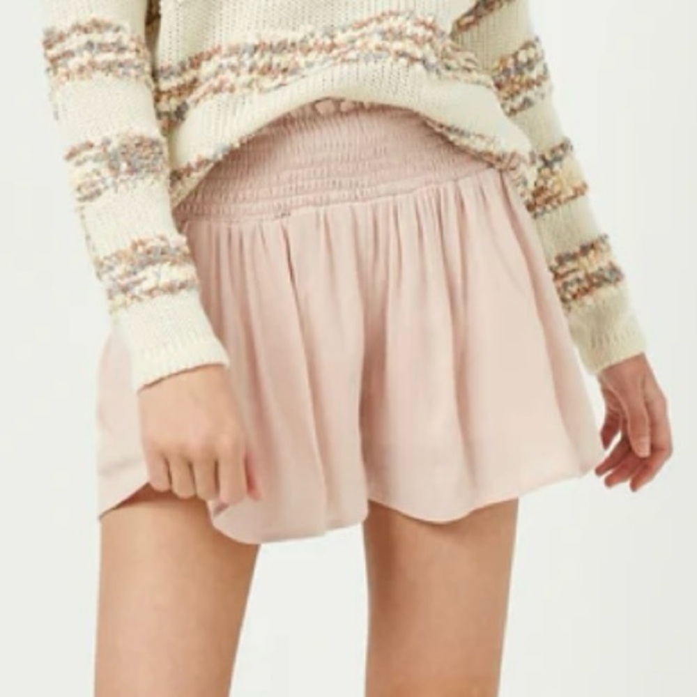 Hayden Girls Light Pink flowy soft smocked waist Shorts